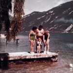 Der kleine Niels mit Oma, Opa und Trudi